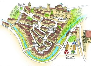 Plan de la ville dessinée par Vivais Vial